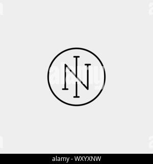 Letter N NI IN Monogram Logo Design Minimal Icon With Black Color Stock Vector