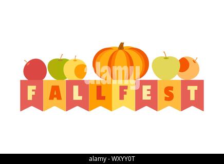 Agricultural Fall Fest flat color vector headline Stock Vector