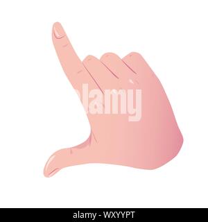 Flat hand touching screen gesture. Pointing Hand like Push Button sign. Vector Flat Concept Isolated on white background. Stock Vector