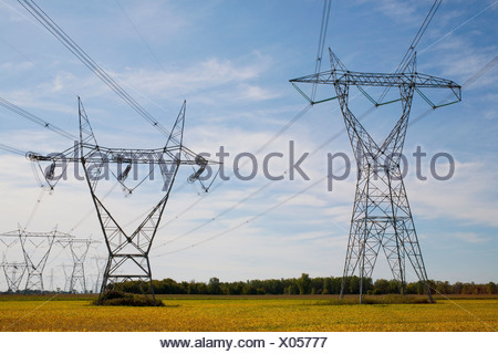 Power Transmission Towers And Lines; Boucherville, Quebec, Canada Stock ...