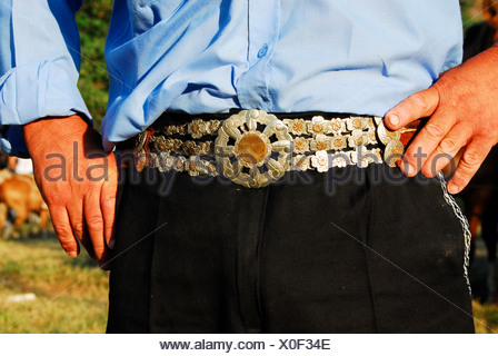 Traditional gaucho belt, Diamante, Entre Rios province, Argentina Stock ...