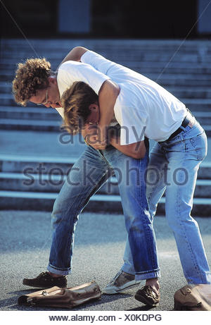 Playground, young persons, fight teenager, boys, two, scrap, beat Stock ...