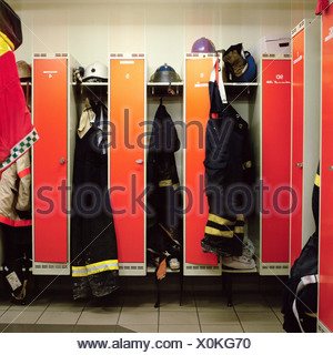 Lockers at a fire station Stock Photo: 1590289 - Alamy