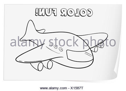 Illustration of a colouring worksheet (plane Stock Photo - Alamy