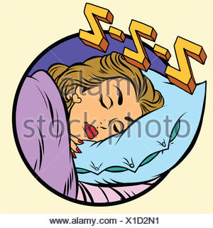 cartoon woman calm sleeping in bed with eye mask Stock Vector Art ...