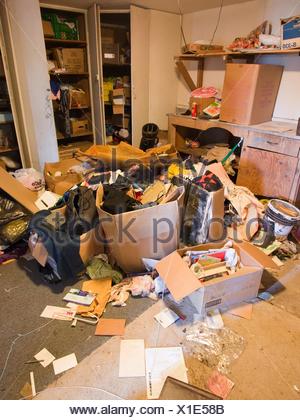 Trashed room inside of a foreclosed home in Fresno, California Stock ...