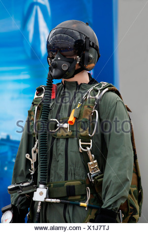 Military pilot pressure suit, partial pressure suit, pilot helmet Stock ...