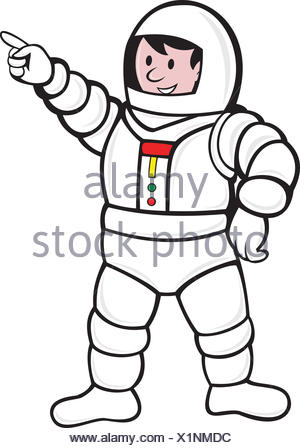 Cartoon Astronaut Standing Pointing Stock Photo: 103038102 - Alamy