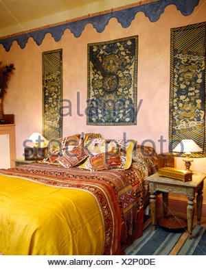 Download Bed Hangings Yellow Silk Bed Set Multicolored Embroidered Consisting Of A Bedspread Back Wall Mattress Covers Lambskin And Curtains Lined With Coarse Linen Anonymous Kanton C 1760 C 1770 Silk Linen Yellowimages Mockups