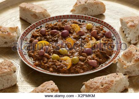 Dish with traditional moroccan kercha and bread for Eid al 