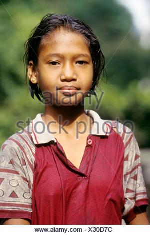 Indonesian little girl, Sumatra island, Republic of Indonesia Stock ...