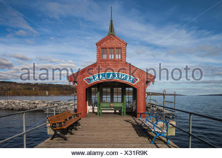 The pier at Seneca Lake, Watkins Glen, Finger lakes region of New Stock ...