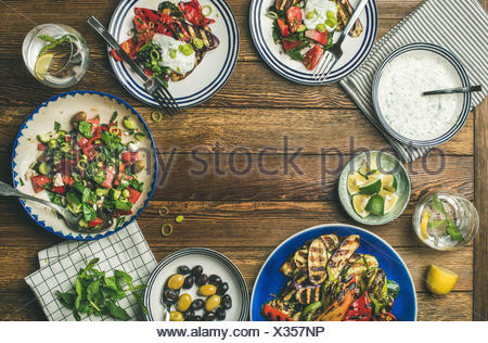 Flat Lay Of Healthy Dinner Table Setting With Snacks Top Flat Lay Of Healthy Dinner Table Setting With Snacks Top