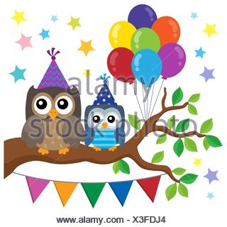 Party Owls Theme Image 2 Stock Photo Alamy