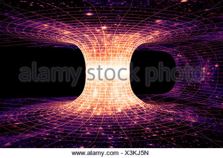 A wormhole (or Einstein-Rosen bridge), computer illustration. A Stock ...