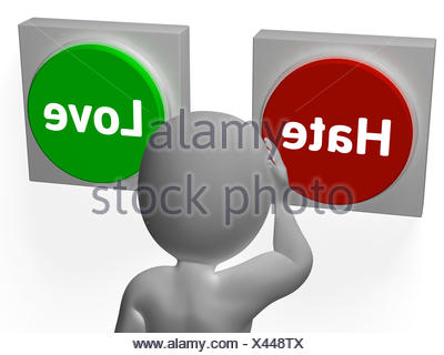 Hate Love Buttons Show Attitude Or Hatred Stock Photo Alamy