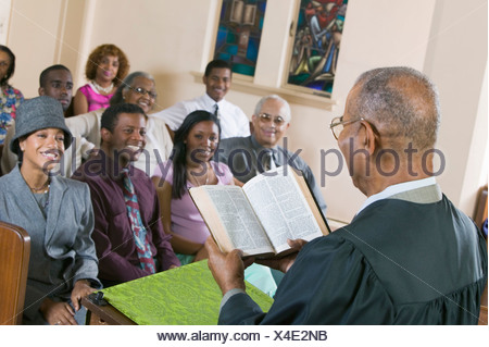 Minister preaching sermon to church congregation. Presbyterian Church ...