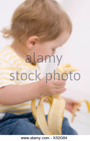 banana alamy eating children isolated fruit healthy background peeling baby