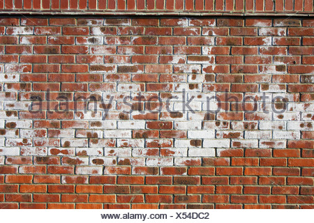 White powdery deposit called efflorescence on new brick wall Stock ...