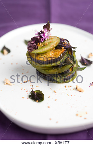 Tomato and eggplant mille feuille