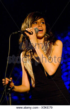 Singer Nicole Zribi aka Djemeia of the Swiss singer and songwriter duo Jones n' Djemeia live in the Knascht Club, Lucerne