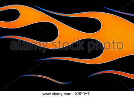 Orange flame pattern on black hot rod classic car Stock Photo - Alamy