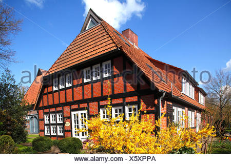 Germany Lower Saxony Fischerhude Half Timbered House With