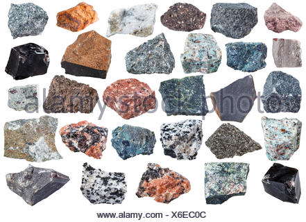 collection of Igneous rock specimens - pegmatite, trachyte, tuff ...