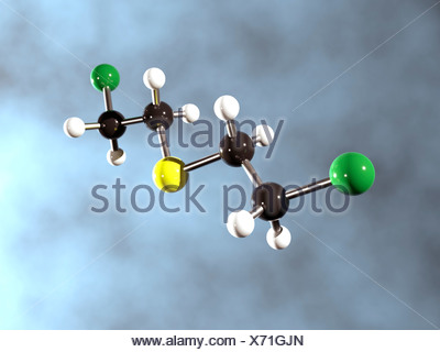 Mustard Gas. Molecular Model Of Sulphur Mustard (C4.H8.Cl2.S), Known ...