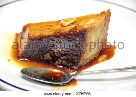 Flan caramel portion on plate.