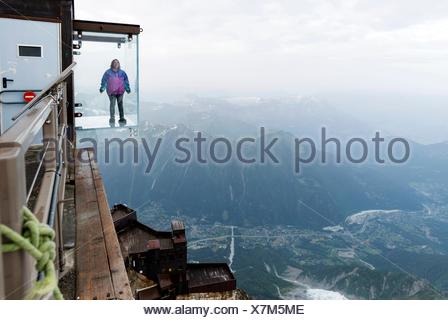 Aiguille du Midi, 3842 m, in front of the tube Le Pipe to a viewing ...