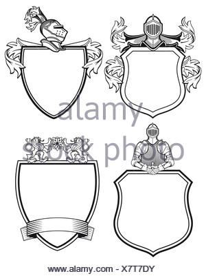 knight shields and crests Stock Photo - Alamy