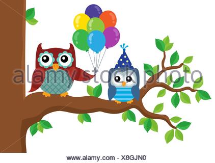 Party Owls Theme Image 2 Stock Photo Alamy