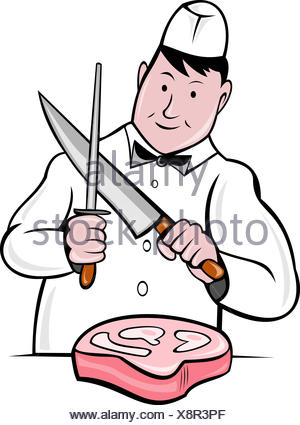 Illustration of Isolated Butcher Knife Cartoon Drawing. Vector EPS 8 ...