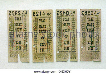 Old London Transport Tram Tickets Last Tram Week 1952 ticket England ...