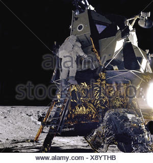 Apollo 12 lunar module Intrepid landing on the Moon's surface. It Stock ...