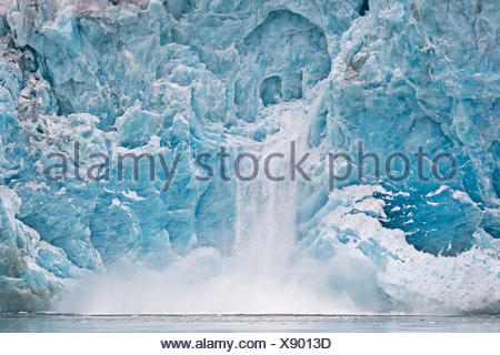 Calving glacier, rim of the Monacobreen Glacier, Liefdefjorden, Spitsbergen, Svalbard Islands, Svalbard and Jan Mayen, Norway