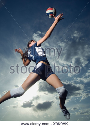 Low angle view of volleyball player jumping Stock Photo: 14575009 - Alamy