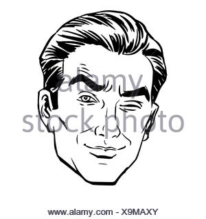 Sketch the man squinted, staring with one eye Stock Vector Art ...