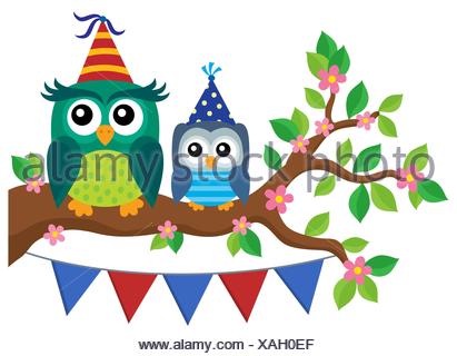 Party Owls Theme Image 2 Stock Photo Alamy