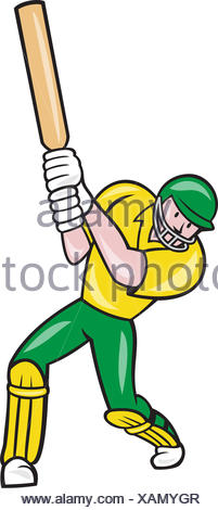 illustration of a cricket player batsman batting with bat set inside ...