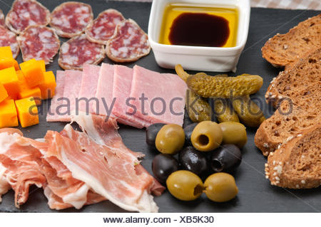 Assorted Fresh Cold Cut Platter Italian Appetizer Stock Photo