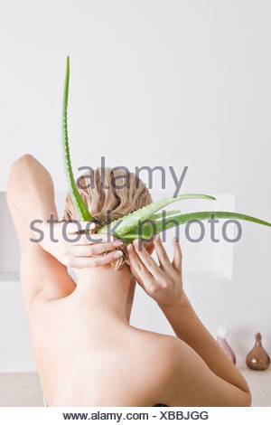 Download Woman With Aloe Vera Hair Mask Stock Photo Alamy PSD Mockup Templates