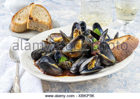 Sailors Mussel On Plate Stock Photo Alamy