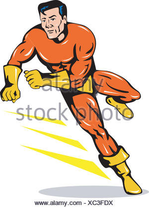Super Hero Punching Retro Stock Photo: 103031928 - Alamy