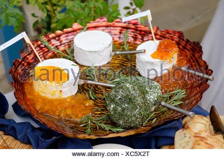 Cheese Platter At An Outdoor Wedding Reception In Oregon Stock