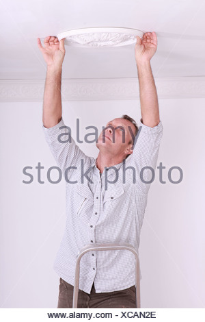 Fixing Plaster Ceiling Rose Stock Photo 279314294 Alamy