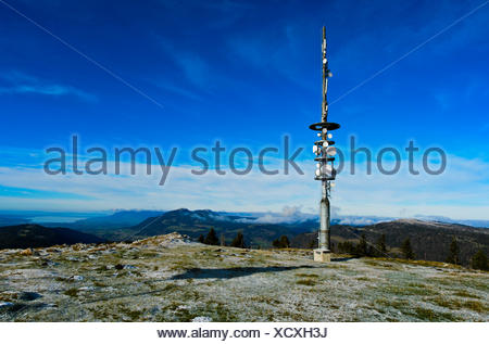 Summit plateau of Mt Dent de Vaulion with a transmission tower, Le ...