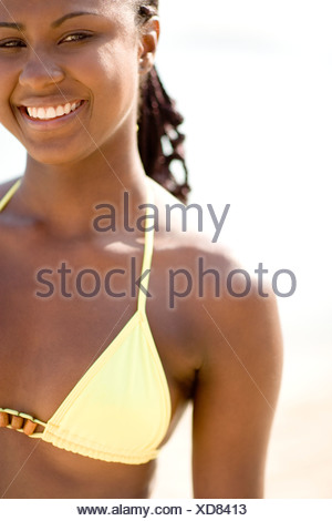 Happy woman wearing a bikini.