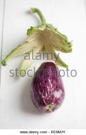 Eggplant with stem and sepals removed